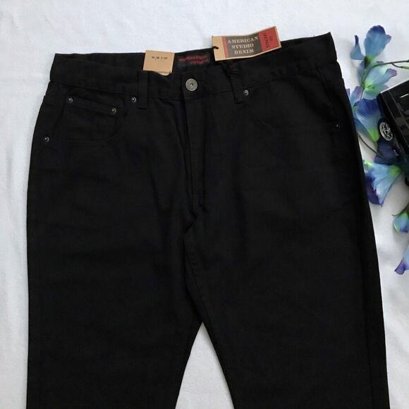 American Studio NWT Black Wash Straight Fit Jeans Men Various - Picture 3 of 8